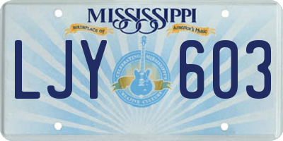 MS license plate LJY603