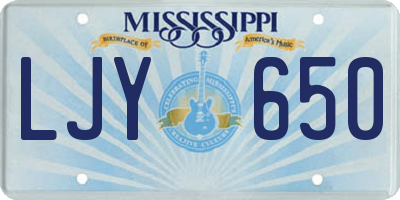 MS license plate LJY650
