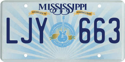 MS license plate LJY663