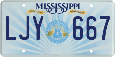 MS license plate LJY667