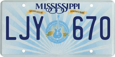 MS license plate LJY670
