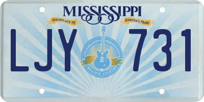 MS license plate LJY731