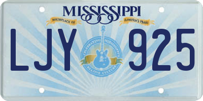 MS license plate LJY925
