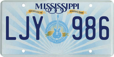 MS license plate LJY986
