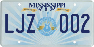 MS license plate LJZ002