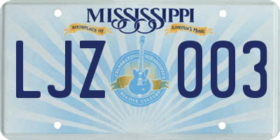 MS license plate LJZ003