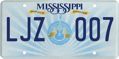 MS license plate LJZ007