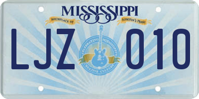 MS license plate LJZ010