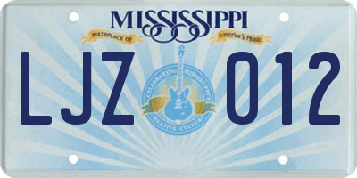 MS license plate LJZ012