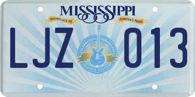 MS license plate LJZ013