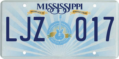 MS license plate LJZ017