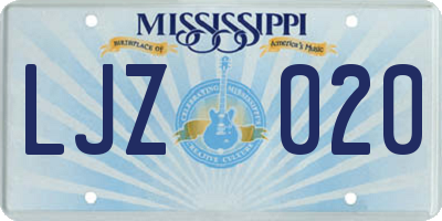 MS license plate LJZ020