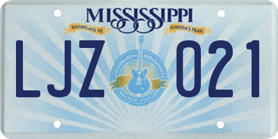 MS license plate LJZ021
