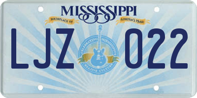 MS license plate LJZ022
