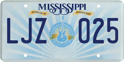 MS license plate LJZ025