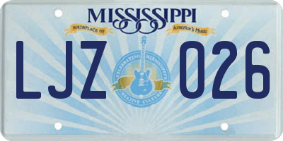 MS license plate LJZ026