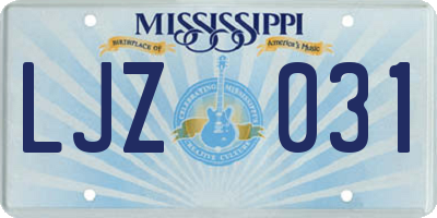 MS license plate LJZ031