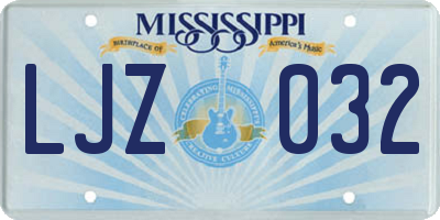 MS license plate LJZ032