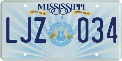 MS license plate LJZ034