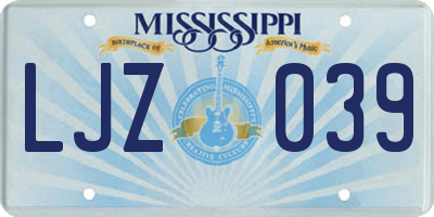 MS license plate LJZ039