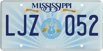 MS license plate LJZ052