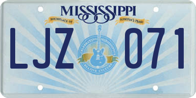 MS license plate LJZ071