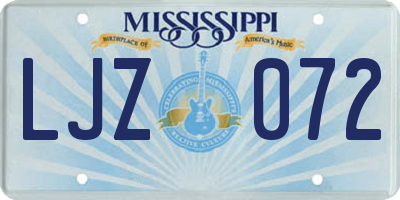 MS license plate LJZ072
