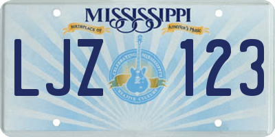 MS license plate LJZ123