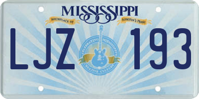 MS license plate LJZ193