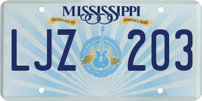 MS license plate LJZ203