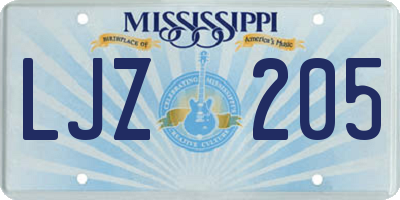MS license plate LJZ205
