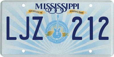 MS license plate LJZ212