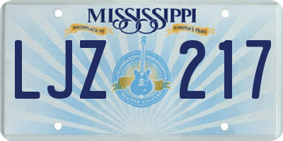 MS license plate LJZ217
