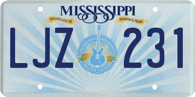 MS license plate LJZ231