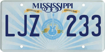 MS license plate LJZ233
