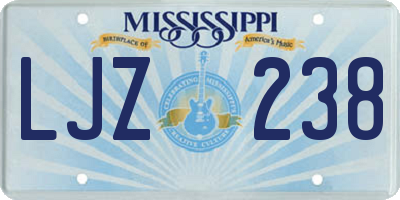 MS license plate LJZ238