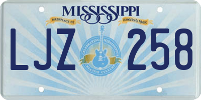 MS license plate LJZ258