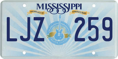 MS license plate LJZ259
