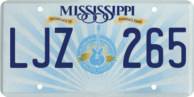 MS license plate LJZ265