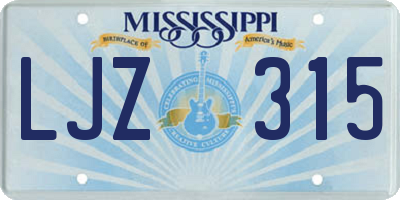 MS license plate LJZ315