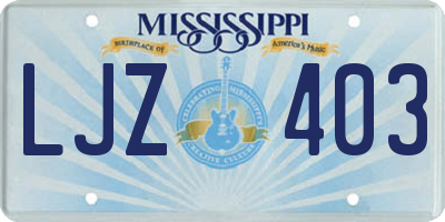 MS license plate LJZ403