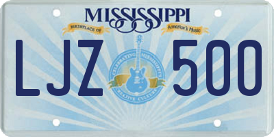 MS license plate LJZ500