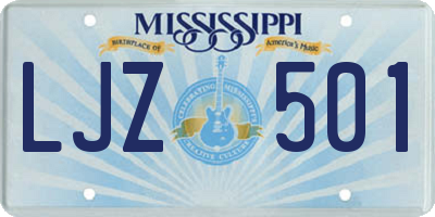 MS license plate LJZ501