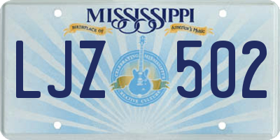 MS license plate LJZ502