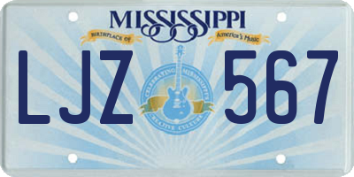 MS license plate LJZ567