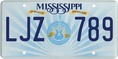 MS license plate LJZ789