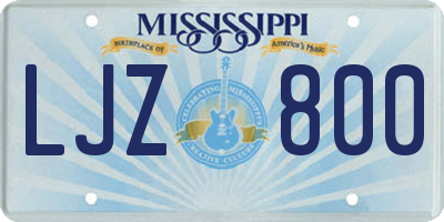 MS license plate LJZ800