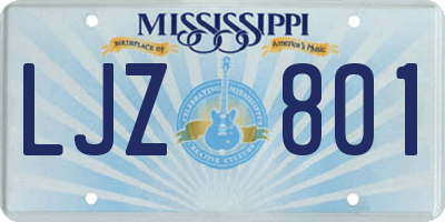 MS license plate LJZ801