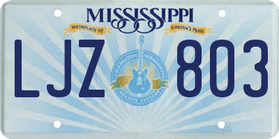 MS license plate LJZ803