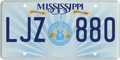 MS license plate LJZ880